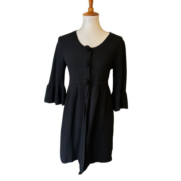 Vintage Y2K For Joseph Cashmere-Cotton Cardigan – Black Rosebud Snap Closure, XS - Picture 2 of 6
